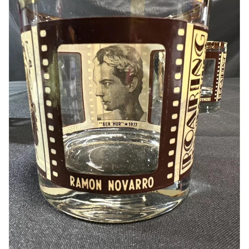 Vintage HouzeArt Silent Movie Stars Rocks Glasses Set 4 Charlie Chaplin 1970s - Picture 9 of 16